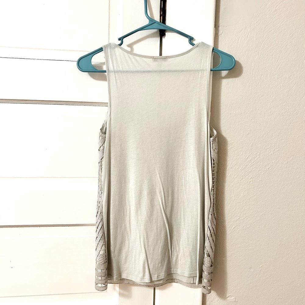 NWOT Express Silver Sleeveless Intricate Cutout Top - Picture 6 of 6